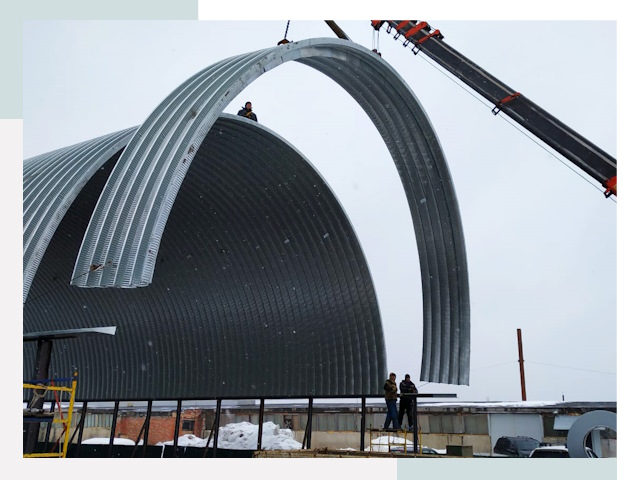 Полукруглые ангары в Ревде